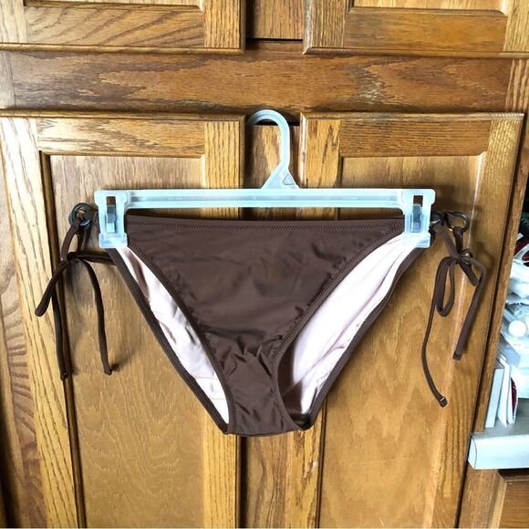 NWT J Crew O-Ring Curved Waist Cheeky String Bikini Bottom Brown Size XXL - Picture 3 of 10